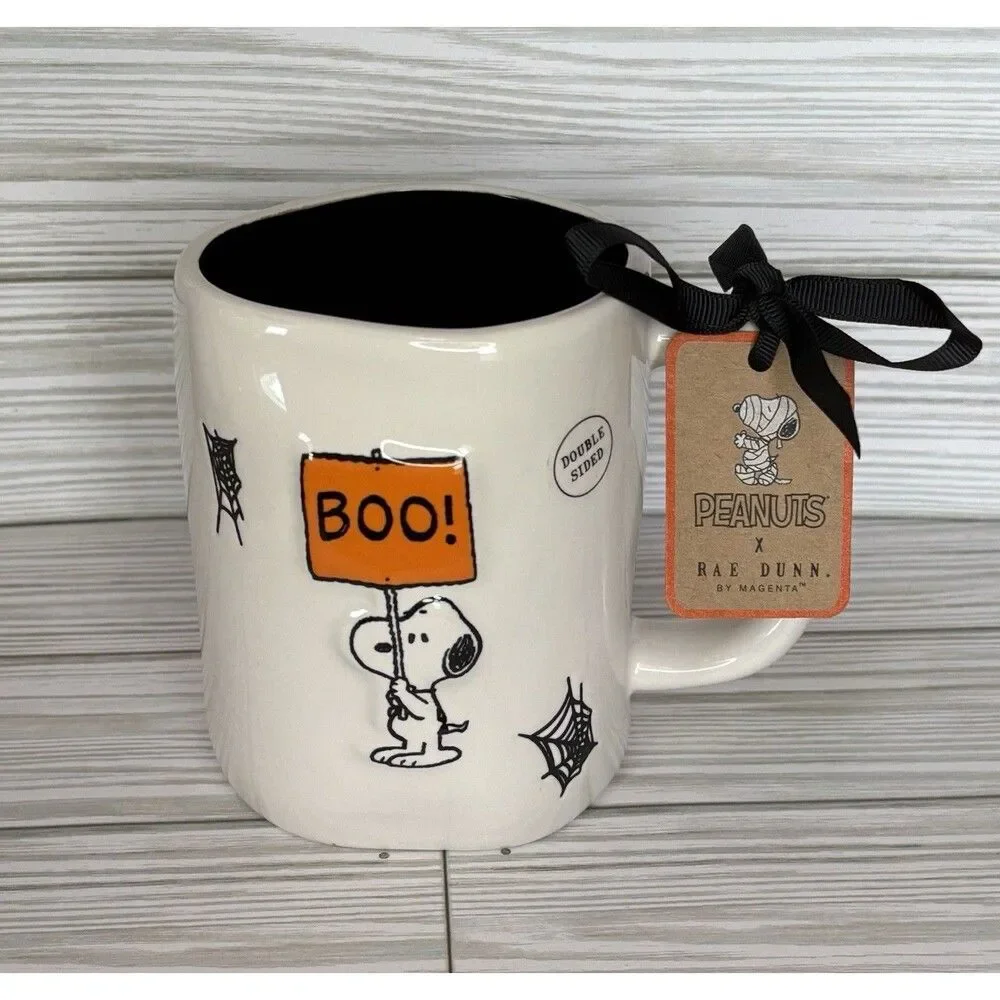 Rae Dunn Halloween Ghost Spider BOO SPOOKY SEASON Coffee Chocolate Mug NEW 2025